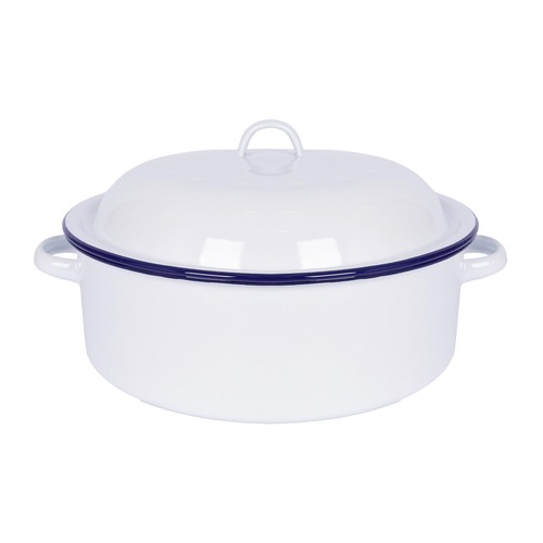 White round enamel roaster - round,