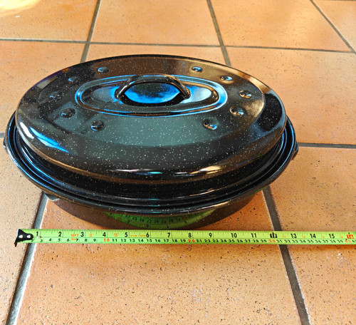 Black oval enamel self basting - enamel,
