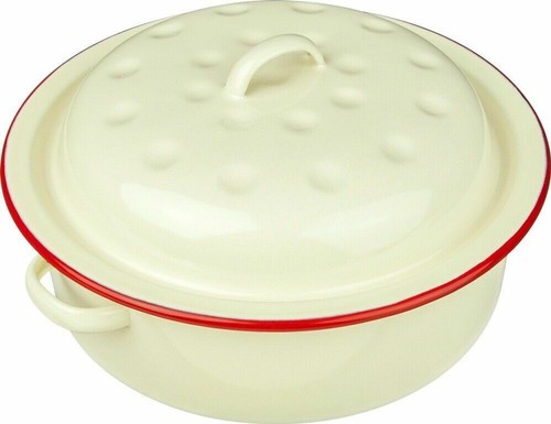 Cream enamel round roaster - cream,